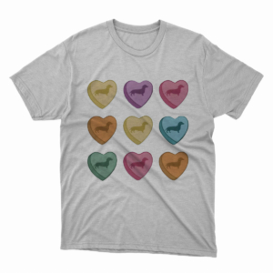 Dachshund Lover Retro Hearts T Shirt